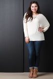 Round Neck Button Accent Dolman Sleeves Top