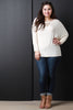 Round Neck Button Accent Dolman Sleeves Top