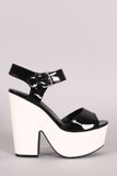 Wild Diva Lounge Buckled Ankle Strap Chunky Platform Heel