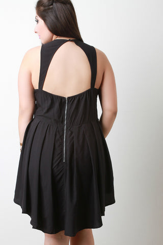 Pleated Open Back Romper