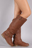 Buckle Ruched Riding Knee High Boot