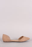 Breckelle Suede Pointy Toe Slip On Dorsay Flat