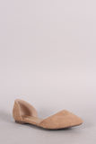 Breckelle Suede Pointy Toe Slip On Dorsay Flat