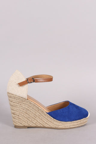 Round Toe Ankle strap Espadrille Platform Wedge