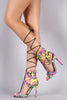 Privileged Floral Caged Lace Up Single Sole Heel