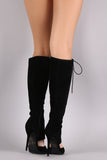 Shoe Republic Suede Lace Up Cutout Boots