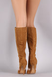 Shoe Republic Suede Lace Up Cutout Boots