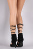 Nubuck Corset Lace Up Peep Toe Heel