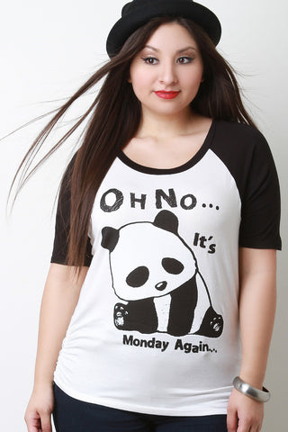 Oh No Its Monday Again Panda Short Sleeves Tee