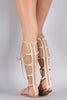 Wild Diva Lounge Strappy Studded Lace Up Gladiator Flat Sandal