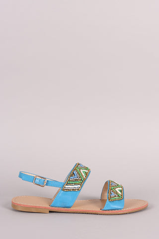 Liliana Beaded Two Band Slingback Flat Sandal