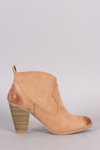 Qupid Cowgirl Burnished Ankle Boots