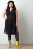 Chiffon Sleeveless Deep Slit Longline Tunic Top