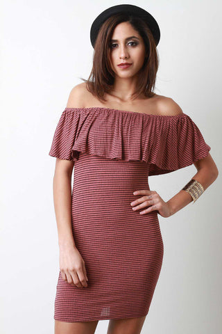 Stripe Off-The-Shoulder Bodycon Mini Dress