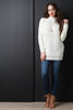 Mixed Cabel Knit Mock Neck Long Sleeves Sweater Top