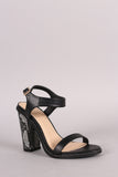 Liliana Open Toe Ankle Strap Chunky Python Wrapped Heel