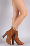 Corseting Laces Chunky Heel Booties