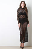 Baroque Lace Long Sleeve Maxi Dress