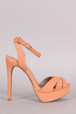 Qupid Peep Toe Stiletto Ankle Strap Heel