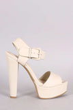 Bamboo Buckled Ankle Strap Chunky Platform Heel