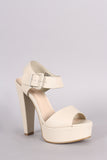 Bamboo Buckled Ankle Strap Chunky Platform Heel