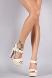 Bamboo Buckled Ankle Strap Chunky Platform Heel