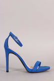 Anne Michelle Suede Ankle Strap Open Toe Stiletto Heel