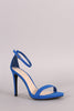 Anne Michelle Suede Ankle Strap Open Toe Stiletto Heel