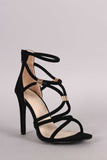 Nubuck Strappy Hardware Embellished Open Toe Heel