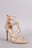 Nubuck Strappy Hardware Embellished Open Toe Heel