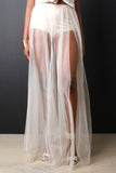 High Rise Brief Semi-Sheer Mesh Maxi Skirt