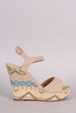 Tribal Ankle Strap Open Toe Platform Wedge