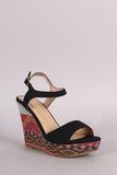 Tribal Ankle Strap Open Toe Platform Wedge