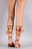 Qupid Fringe Feathers Slide Sandals