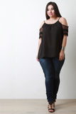 Lace Short Sleeves Cold Shoulder Top