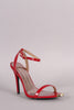 Qupid Patent Gold Tip Ankle Strap Stiletto Heel