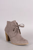 Qupid Suede Western Cowgirl Lace Up Ankle Boots