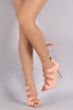 Qupid Caged Lace Up Peep Toe Heel