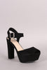 Bamboo Peep Toe Platform Chunky Heel