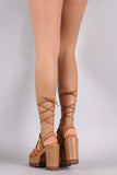 Wild Diva Lounge Strappy Lace-Up Lug Sole Platform Heel