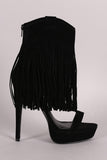 Privileged Suede Long Fringe Cuff Stiletto Platform Heel