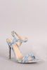 Qupid Distress Denim Ankle Strap Single Sole Heel