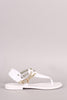 Two Tone Jelly T-Strap Thong Flat Sandal