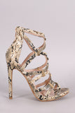 Shoe Republic LA Python Strappy Hardware Embellished Heel