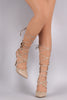 Wild Diva Lounge Studded Lace-Up Stiletto Pump