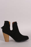 Qupid Suede Notch Chunky Heeled Ankle Boots