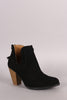 Qupid Suede Notch Chunky Heeled Ankle Boots