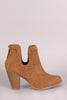 Qupid Suede Notch Chunky Heeled Ankle Boots