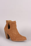 Qupid Suede Notch Chunky Heeled Ankle Boots