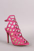 Nubuck Geometric Cutout Peep Toe Stiletto Heel